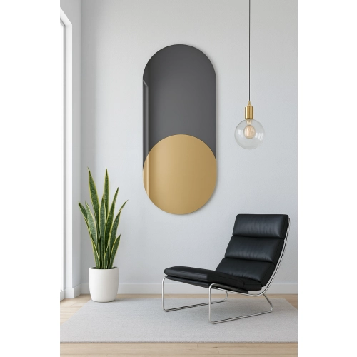 Lustro BLACK DIAMOND – eleganckie owalne lustro ścienne czarno-złote, idealne do nowoczesnych wnętrz